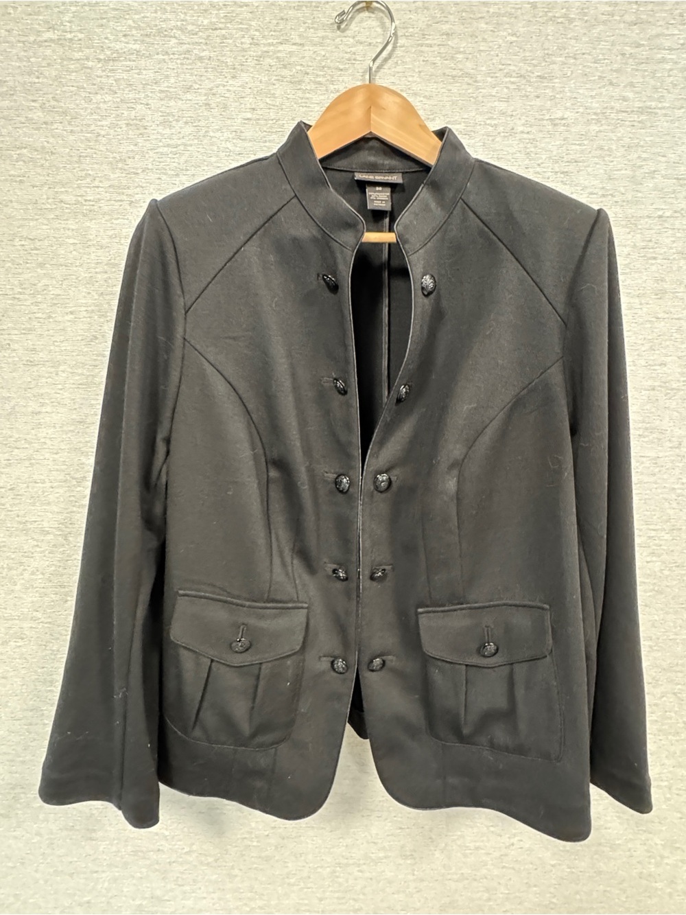 Lane Bryant Black Stand-Collar Military Blazer